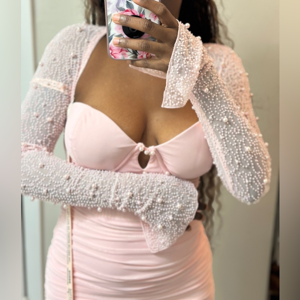 Oh Polly Pink Pearl Mini Dress - Picture 11 of 16